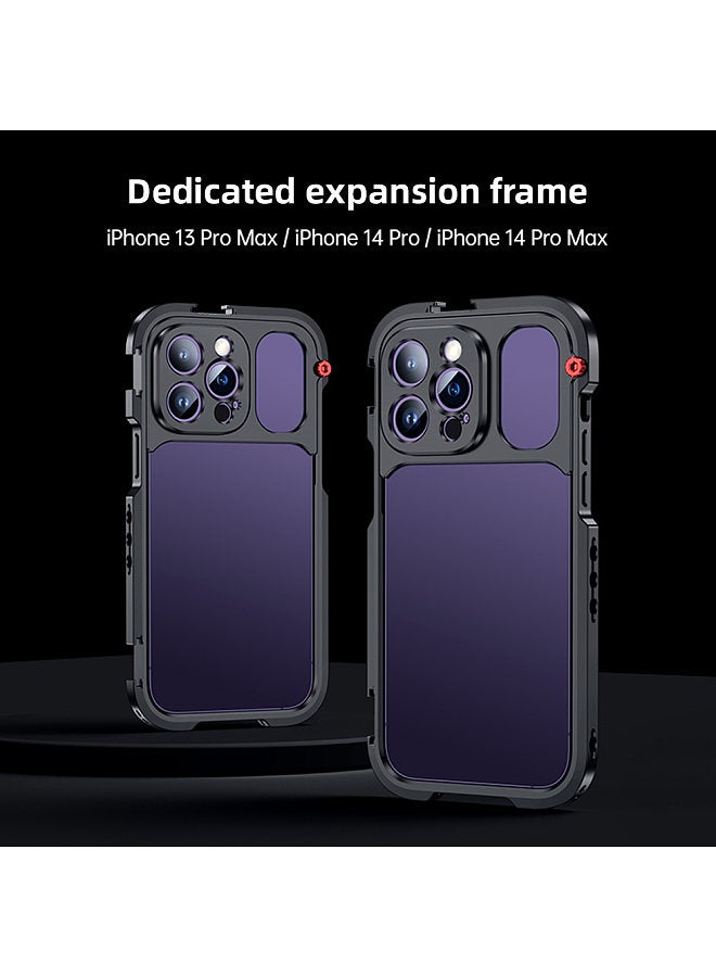 Smartphone Video Rig Vlog Kit Including Smartphone Cage with Cold Shoe Mounts & 1/4in Threaded Holes + Handle Grip for Vlog Video Recording Live Streaming Compatible with iPhone 14 Pro Max  - Image 4
