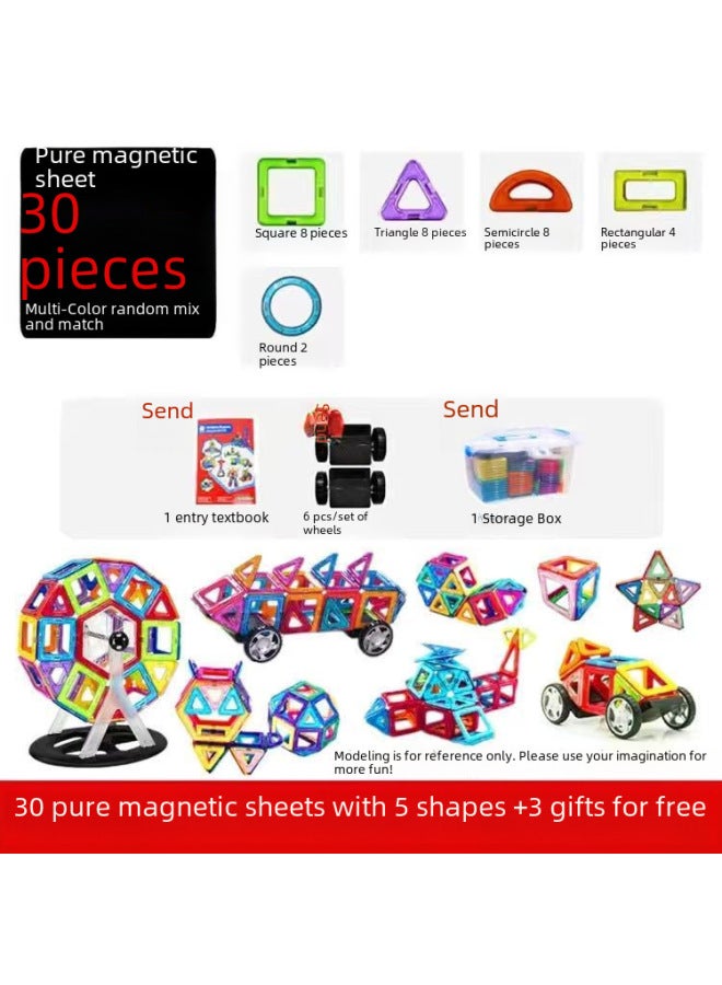 Large Magnetic Piece Building Block Set Children's Educational Magnetic Suction Building Blocks Brain Intelligence Development Toys-Color:10 Pieces Of Square +10 Pieces Of Triangle (free Shipping) - Image 4