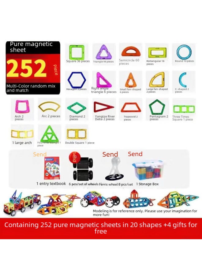 Large Magnetic Piece Building Block Set Children's Educational Magnetic Suction Building Blocks Brain Intelligence Development Toys-Color:10 Pieces Of Square +10 Pieces Of Triangle (free Shipping) - Image 5