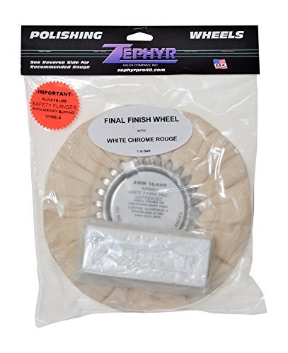 Zephyr Products AWW58-8WB White 8" Airway Buffing Wheel with 1 LB White Bar Final Finish, 1 Pack - Image 3