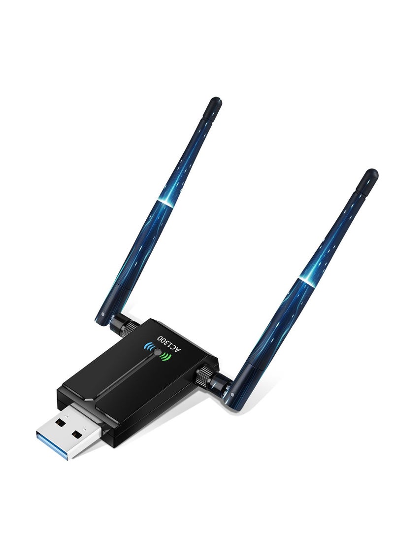 Excefore Wifi Dongle, High Speed Internet 2.4/5.8GHz 1300Mbps Dual Band Wireless USB Wifi Adapter for PC/Desktop/Laptop/Tablet, Support Windows 11/10/8/7/Vista/XP, Mac OS  - Image 1