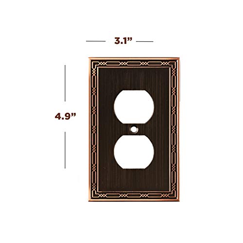 SleekLighting Duplex Wall plates | Decorative Zinc Cast Bronze Finish | Aged Oil-Rubbed electric Outlet Covers| Style: 1 Gang Duplex (4 Pack) - Image 2