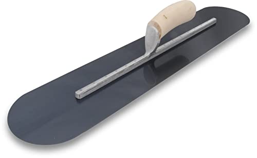 MARSHALLTOWN Fully Rounded Concrete Finishing Trowel, Blue Steel Blade, Wood Handle, 24 x 5, Made in The USA, MXS245BR - Image 1