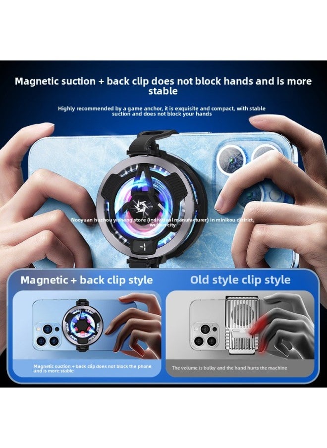 Generic - [Wireless Charging Magnetic/Back Clip Dual-purpose] Applicable To Apple Mobile Phone Radiator 16promax Live Special-Color:[universal For Mobile Phones And Tablets] Temperature Digital Display☆10w High Power☆Tec Semiconductor Refrigeration☆Mute☆Fast Cooling☆Free Finger Cot + Versatile Clip [black] - Image 1