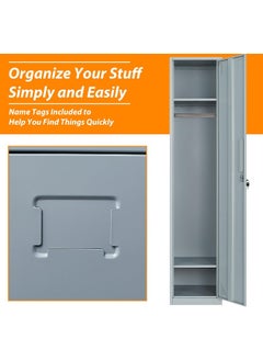 MOMENT Metal Locker For Home, Dressing Room, [H183*D45*W40] Steel Storage Lockers For Employees, Lockable Locker Cabinet With 1 Door (Grey)  - Image 5