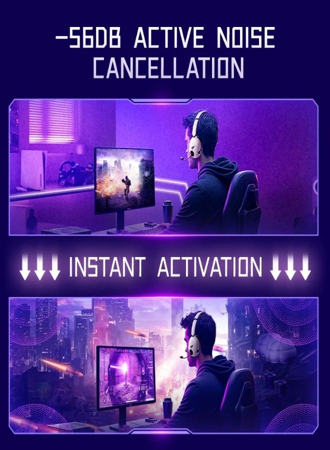 Picun UG-10A Gaming Wireless Headset with Mic – Bluetooth 6.0, 7.1 Surround Sound, 56dB Active Noise Cancellation, 100H Battery, 2.4G/USB/Type-C/Wired Modes, 40mm Driver, Low Latency for PS5/PC/Xbox , Black - Image 4