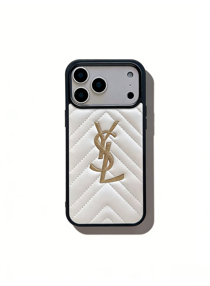 سانت لوران YSL Quilted Leather Phone Case for iPhone 16/17 Pro Max - Image 5