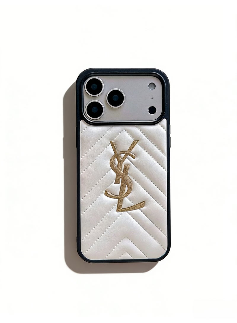 سانت لوران YSL Quilted Leather Phone Case for iPhone 16/17 Pro Max - Image 3