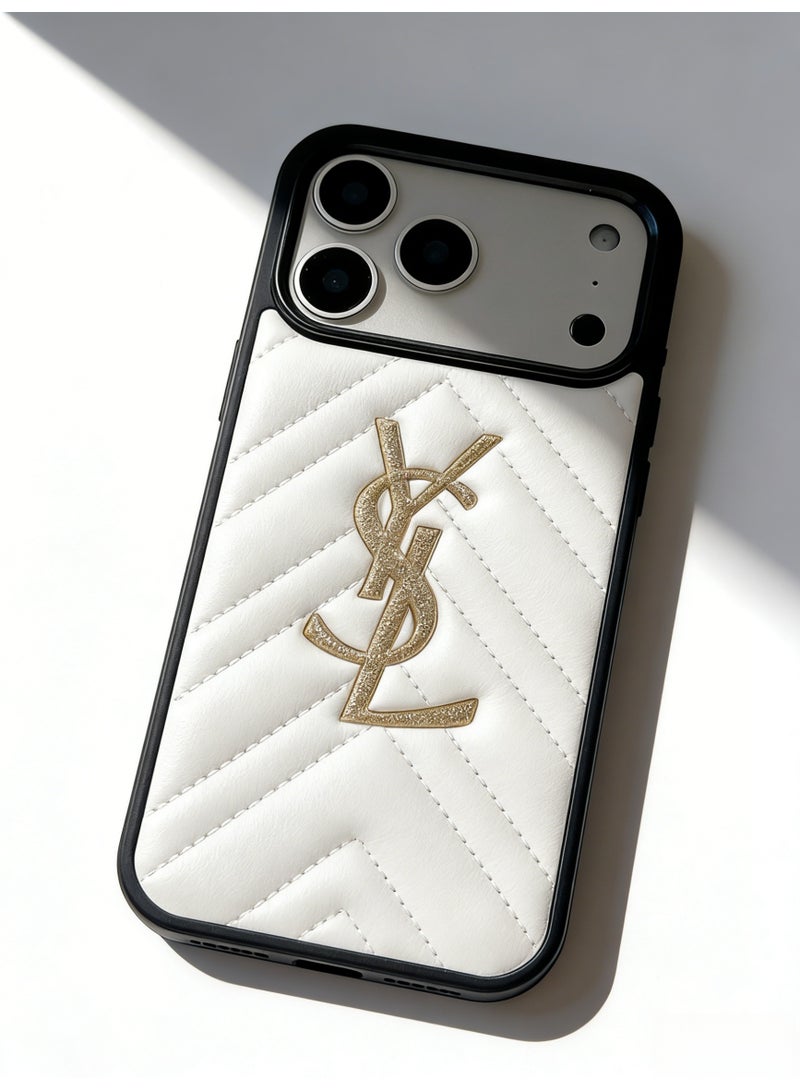 سانت لوران YSL Quilted Leather Phone Case for iPhone 16/17 Pro Max - Image 2