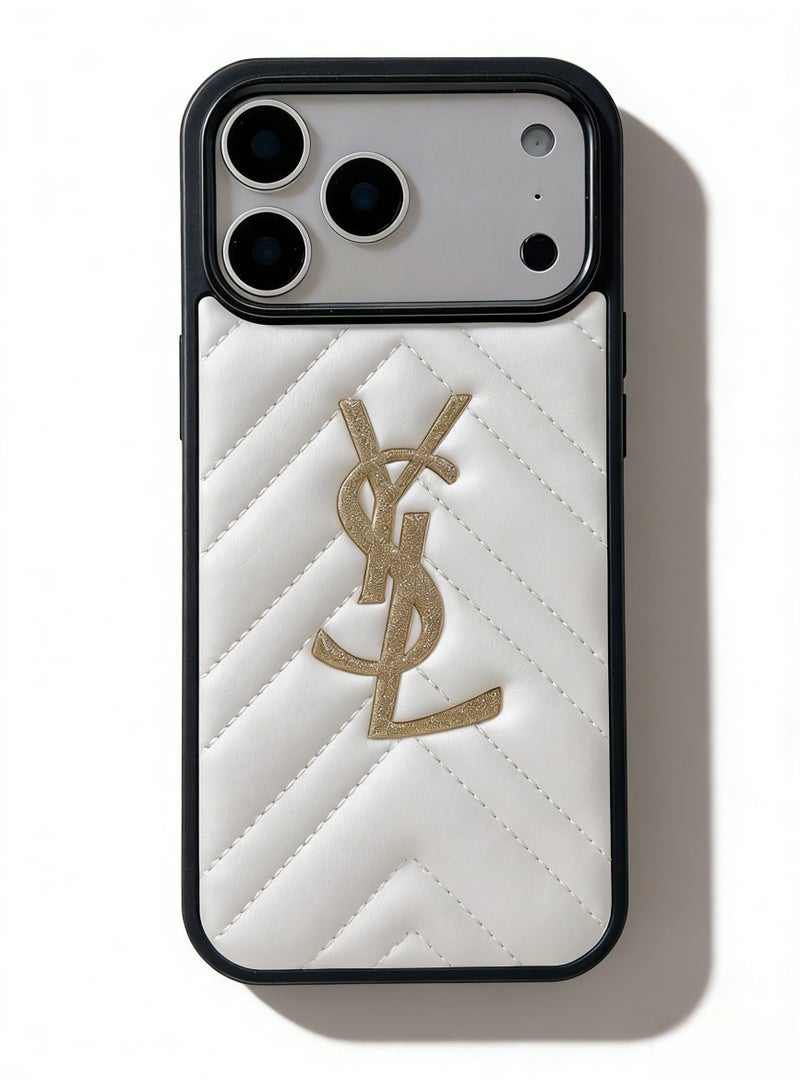 سانت لوران YSL Quilted Leather Phone Case for iPhone 16/17 Pro Max - Image 1