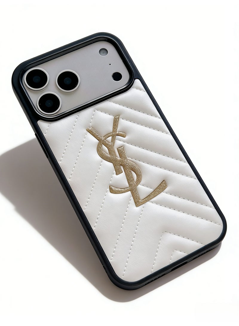 سانت لوران YSL Quilted Leather Phone Case for iPhone 16/17 Pro Max - Image 4