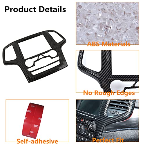 YOCTM غطاء كامل لزينة لوحة الملاحة GPS للوحة القيادة لسيارة جيب جراند شيروكي SRT8 من 2014-2018 بتصميم ألياف الكربون السوداء، عبوة واحدة - Image 5