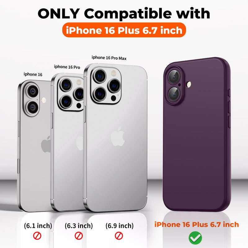 SUPFINE Designed for iPhone 16 Plus Case,Premium Liquid Silicone with [Soft Anti-Scratch Microfiber Lining][Upgraded Camera Protection] Slim Shockproof Phone Case for Men Women Girls,Dark Purple - Image 2