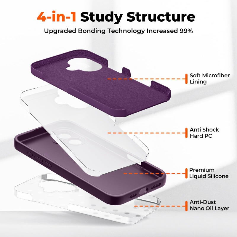 SUPFINE Designed for iPhone 16 Plus Case,Premium Liquid Silicone with [Soft Anti-Scratch Microfiber Lining][Upgraded Camera Protection] Slim Shockproof Phone Case for Men Women Girls,Dark Purple - Image 3
