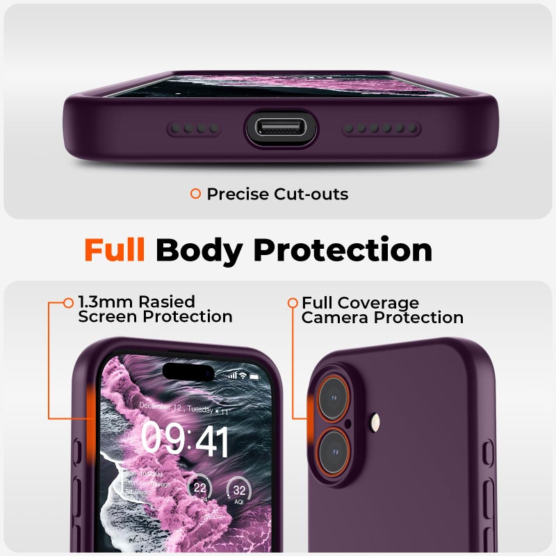 SUPFINE Designed for iPhone 16 Plus Case,Premium Liquid Silicone with [Soft Anti-Scratch Microfiber Lining][Upgraded Camera Protection] Slim Shockproof Phone Case for Men Women Girls,Dark Purple - Image 4