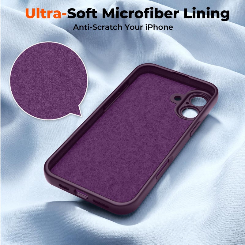 SUPFINE Designed for iPhone 16 Plus Case,Premium Liquid Silicone with [Soft Anti-Scratch Microfiber Lining][Upgraded Camera Protection] Slim Shockproof Phone Case for Men Women Girls,Dark Purple - Image 5