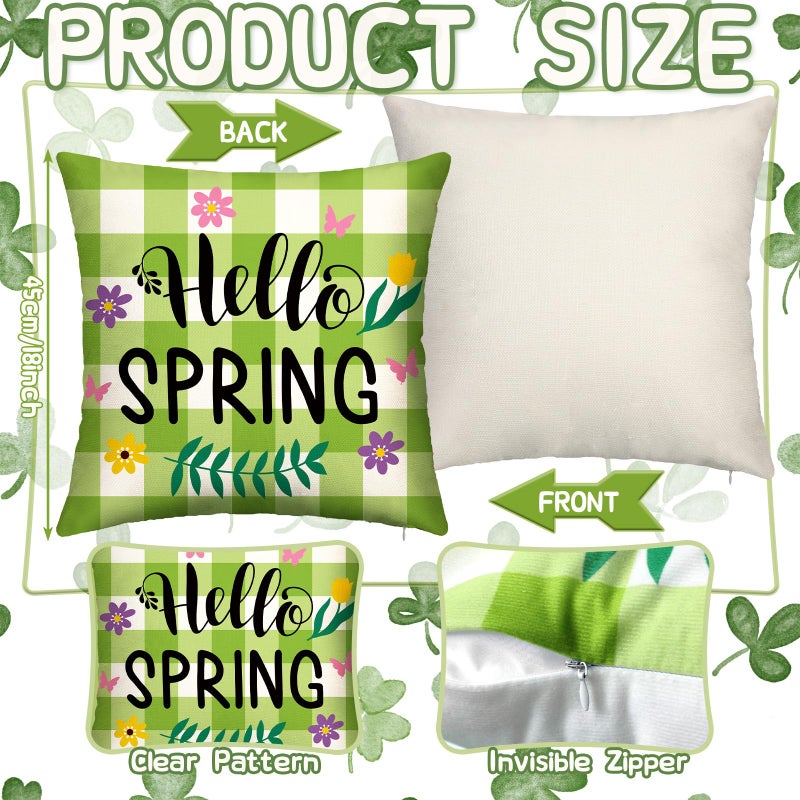 GlikCeil Set of 16 Easter Pillow Covers 18 x 18 Inch St. Patrick's Day Spring Pillowcase Holiday Throw Pillow Covers Valentine's Day Heart Clover Bunny Cushion Case Vintage Pillowcase for Home Decor - Image 3