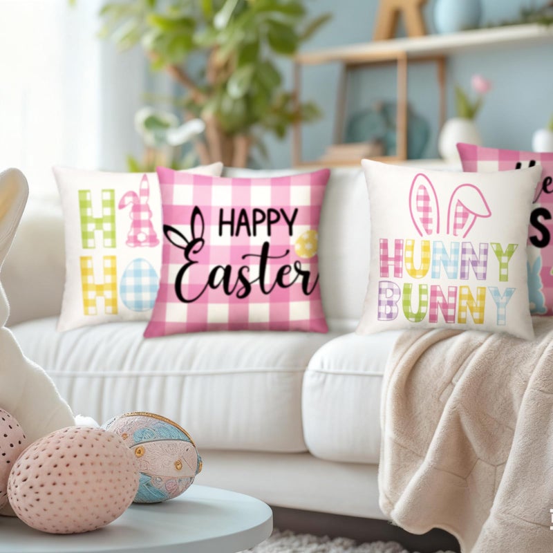 GlikCeil Set of 16 Easter Pillow Covers 18 x 18 Inch St. Patrick's Day Spring Pillowcase Holiday Throw Pillow Covers Valentine's Day Heart Clover Bunny Cushion Case Vintage Pillowcase for Home Decor - Image 2