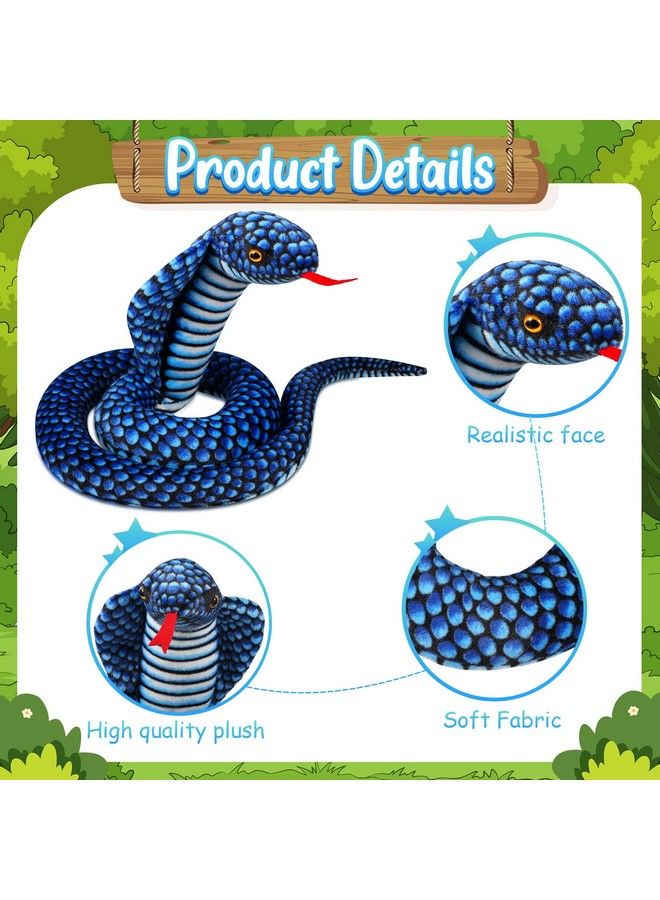 Zhanmai 2 Pack 43 Inches Cobra Snake Animal Plush Toy Large Realistic Cobra Snake Plush Stuffed Animal Toy Naja Cobra Plush Toys Snake For Birthday Party Gifts Prank Props(Green Blue) - Image 3