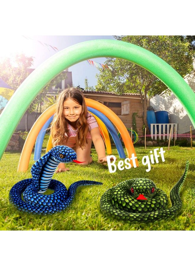 Zhanmai 2 Pack 43 Inches Cobra Snake Animal Plush Toy Large Realistic Cobra Snake Plush Stuffed Animal Toy Naja Cobra Plush Toys Snake For Birthday Party Gifts Prank Props(Green Blue) - Image 5