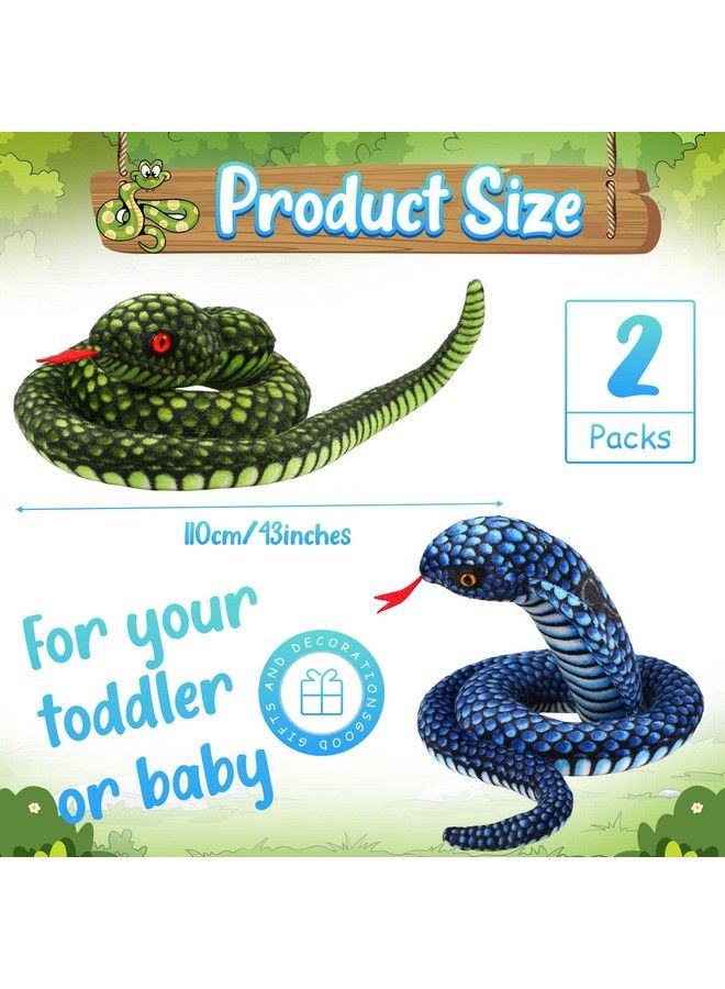 Zhanmai 2 Pack 43 Inches Cobra Snake Animal Plush Toy Large Realistic Cobra Snake Plush Stuffed Animal Toy Naja Cobra Plush Toys Snake For Birthday Party Gifts Prank Props(Green Blue) - Image 4