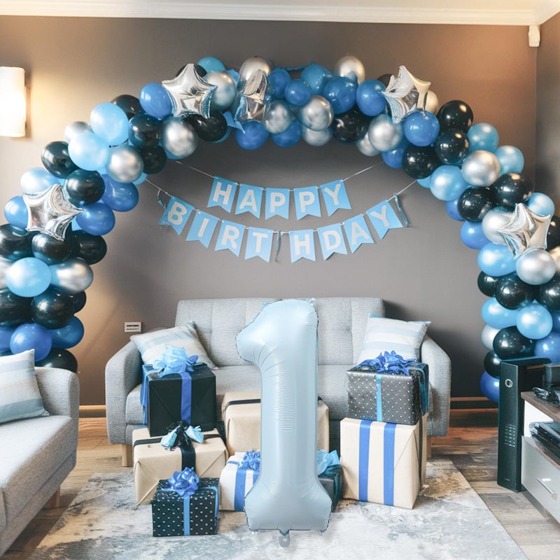 Froova Big Number 1 Balloons, Light Matte Sky Blue Foil 1 Balloon Numbers 40 Inch, Giant 1st Birthday Party Decor, Baby Powder Blue Mylar Helium One Balloon for Boys Girls Baby Shower Anniversary Decorations - Image 4