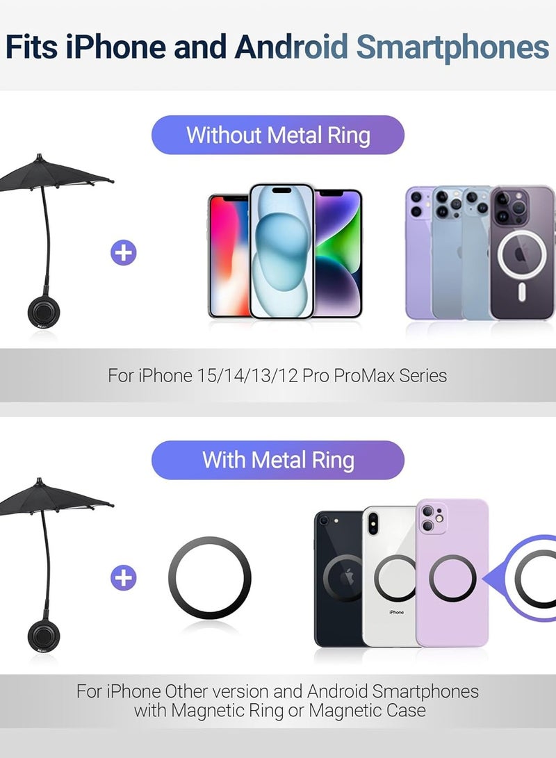 General Phone Umbrella+ Magnetic Suction Phone Mount：Magnetic Phone Umbrella for Sun with Magnetic Suction Phone Mount  - Image 5