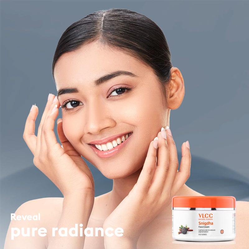 VLCC Snigdha Face Cream 200g Skin Purifying and Brightening For Age Spots Pigmentation Youthful Glow Smoothness Nourishing Softening Vitamin C Alpha Arbutin Allantoin Cream - Image 3