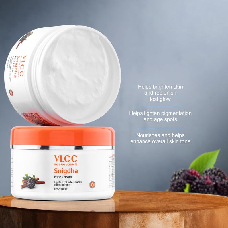 VLCC Snigdha Face Cream 200g Skin Purifying and Brightening For Age Spots Pigmentation Youthful Glow Smoothness Nourishing Softening Vitamin C Alpha Arbutin Allantoin Cream - Image 5