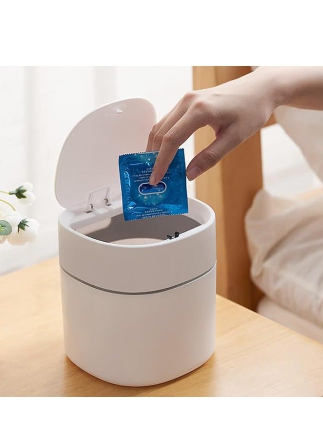 Goreem Plastic Desktop Mini Trash Can with Lid Portable Trash Bin Garbage Can for Kitchen Bedroom Dorm Room Car Waste Bin - Image 3