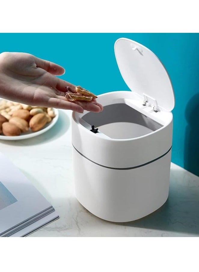 Goreem Plastic Desktop Mini Trash Can with Lid Portable Trash Bin Garbage Can for Kitchen Bedroom Dorm Room Car Waste Bin - Image 5