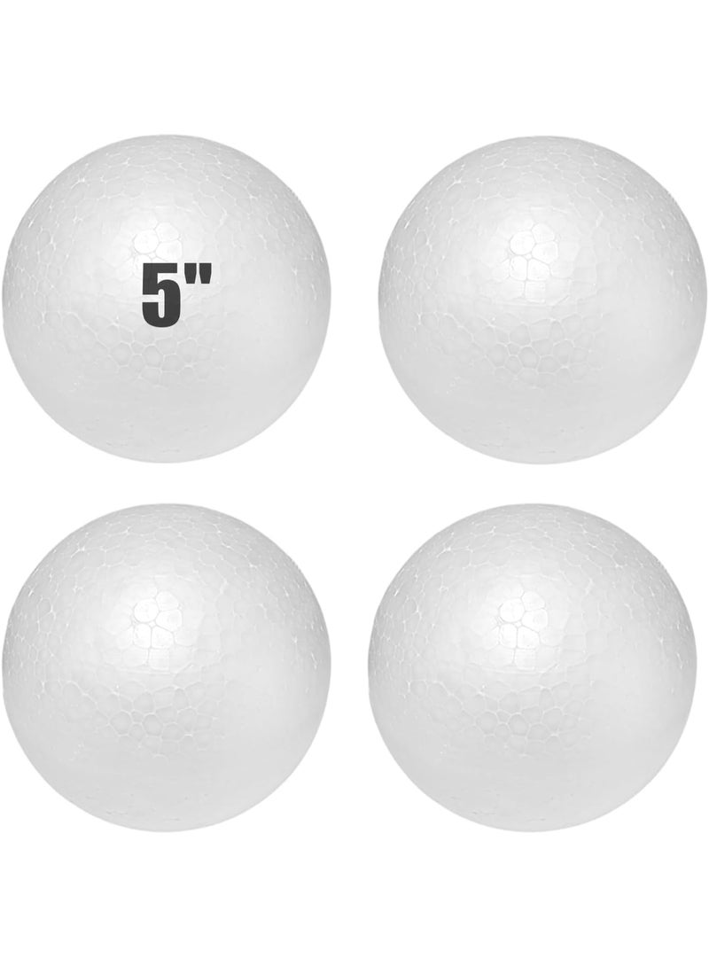 كرافت ماجيك كرات فوم بوليسترين مقاس 5 بوصات، 4 قطع من الكرات الرغوية البيضاء الكبيرة للأعمال اليدوية، كرات فوم عملاقة للأعمال اليدوية للمنزل والمدرسة، كرات مستديرة صلبة وناعمة لمشاريع الفنون والحرف اليدوية. - Image 1