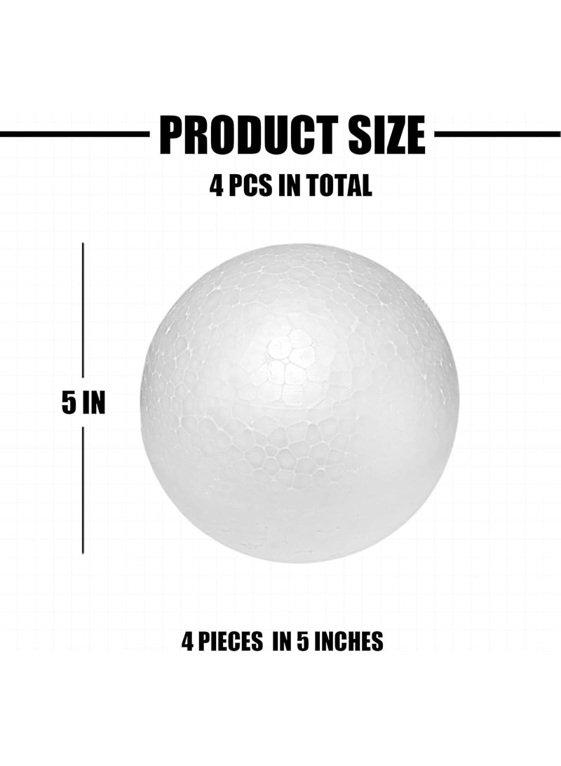 كرافت ماجيك كرات فوم بوليسترين مقاس 5 بوصات، 4 قطع من الكرات الرغوية البيضاء الكبيرة للأعمال اليدوية، كرات فوم عملاقة للأعمال اليدوية للمنزل والمدرسة، كرات مستديرة صلبة وناعمة لمشاريع الفنون والحرف اليدوية. - Image 3
