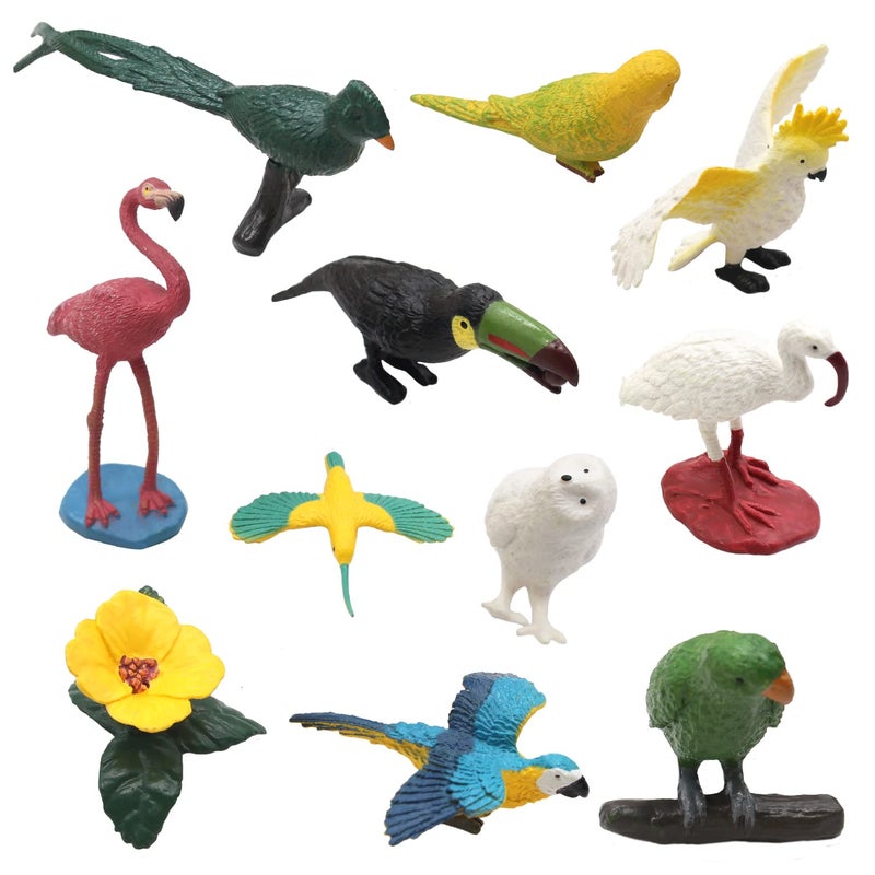 SmilerSmile SmilerSmile Animal Assorted Mini Plastic Figures Toy Set  Educational Party Cake Topper  Goody Bag Filler (10pcs Bird) - Image 1
