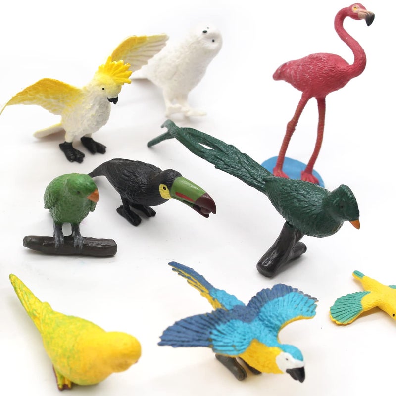 SmilerSmile SmilerSmile Animal Assorted Mini Plastic Figures Toy Set  Educational Party Cake Topper  Goody Bag Filler (10pcs Bird) - Image 3
