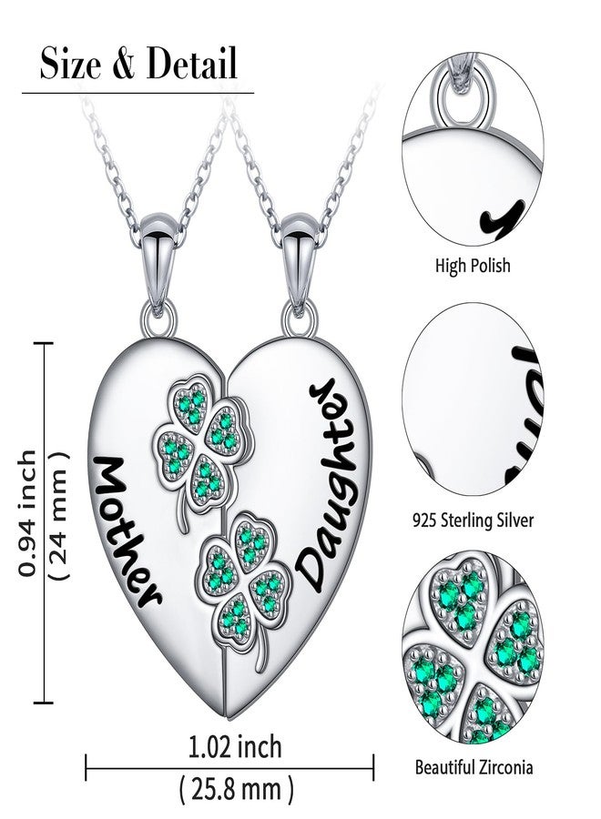DAOCHONG S925 Sterling Silver Mother Daughter Mama Heart Pendant Necklace Jewelry from Mom Birthday Set 2 St. Patrick's Day - Image 5