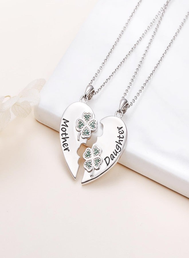 DAOCHONG S925 Sterling Silver Mother Daughter Mama Heart Pendant Necklace Jewelry from Mom Birthday Set 2 St. Patrick's Day - Image 3