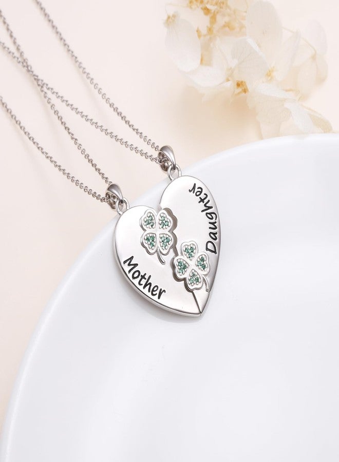 DAOCHONG S925 Sterling Silver Mother Daughter Mama Heart Pendant Necklace Jewelry from Mom Birthday Set 2 St. Patrick's Day - Image 4