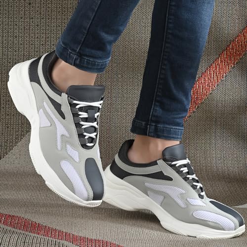 Cruiser Chunky Sneaker for Men | Bold & Trendy Design | Lightweight & Comfortable with Cushioned Insole | Perfect for Streetwear & Casual Outfits_Grey_9 UK - Image 3