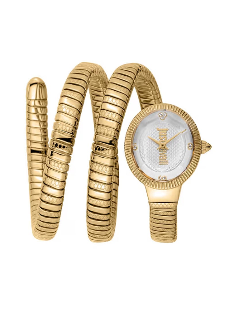 Just Cavalli ساعة نسائية بعد الحفلات أنالوج كوارتز سوار من الفولاذ المقاوم للصدأ باللون الذهبي JC1L269M0025 - Image 1
