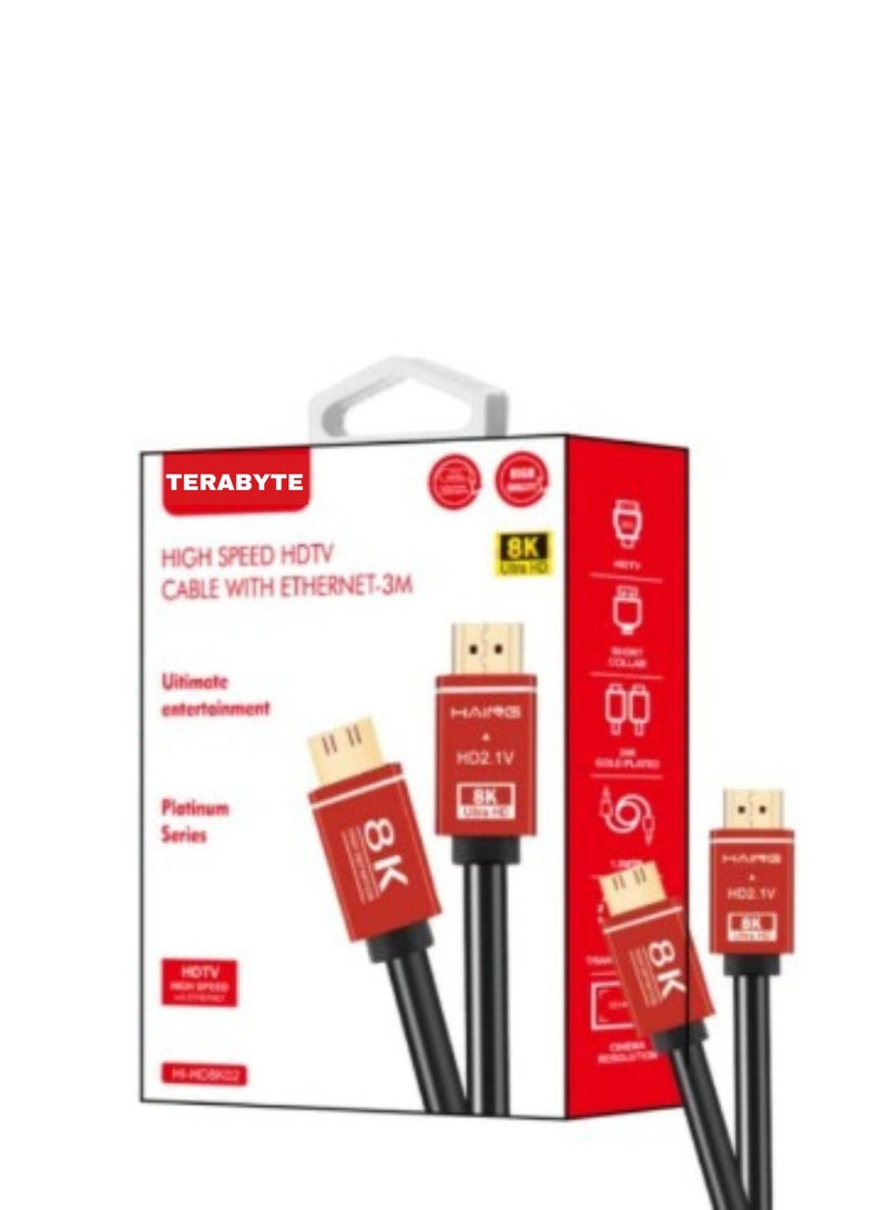 Terabyte HDMI 2.1 Cable  HD8K02 8K High Speed HDTV with Ethernet 3M