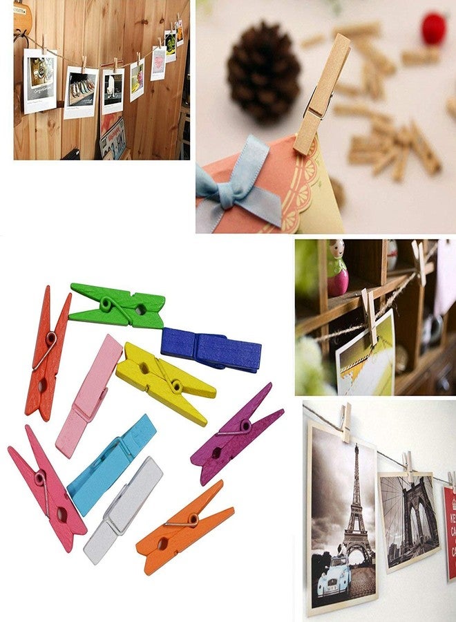 3A Featuretail 1.5 Inch Multicolored Wooden Photo Paper Clips for Crafts, Decoration and DIY Projects (Pack of 50) - Image 3