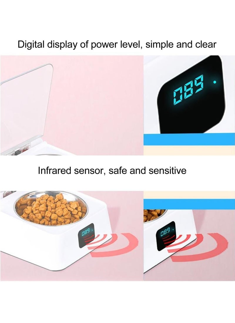 GUDOO - Smart Infrared Sensor Cat Feeder Removable Bowl Stainless Steel Rechargeable Battery 10 Hours Endurance Infrared Sensor Automatic Opening Lid for Cats - Image 1