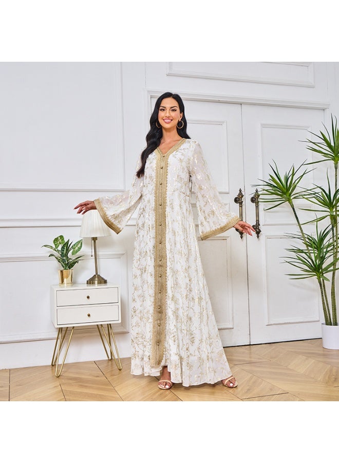 NIBEMINENT Middle East New Burnt Flower Sequin Dress Light Luxury Ladies Party Muslim Abaya Women's Clothing  - Image 5