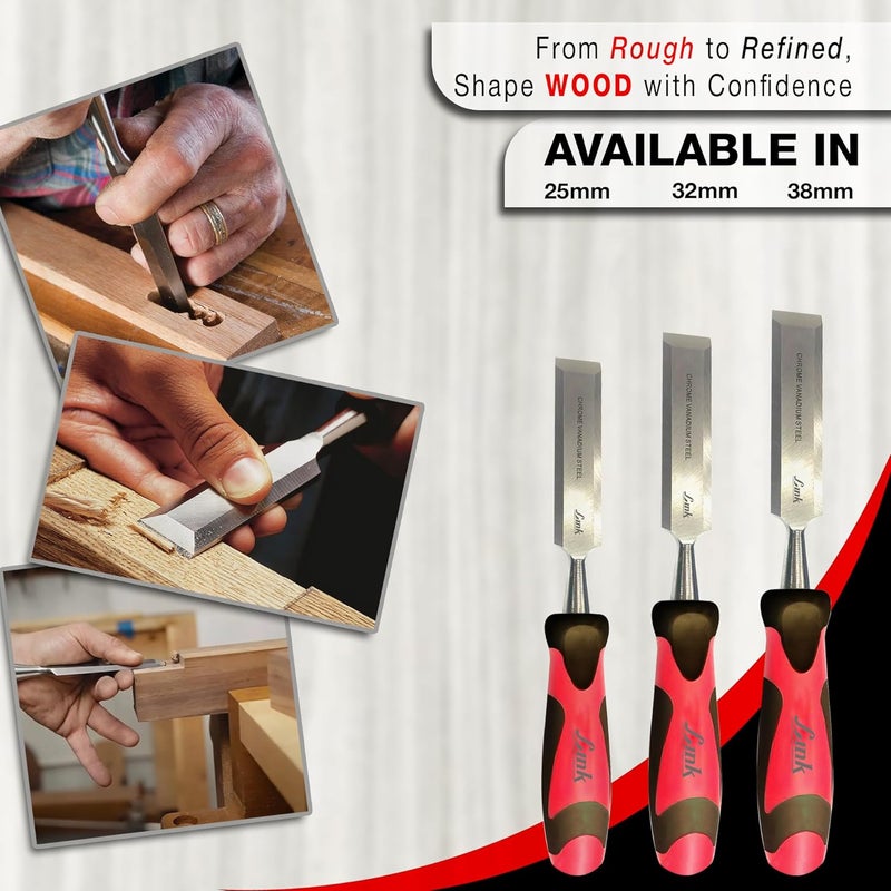 Link Prabal Wood Chisel 25 MM – Bevel Edge, Hardened Steel Blade with Soft Grip Handle – Professional Hand Tool for Woodworking, Carving & Shaping - Image 5