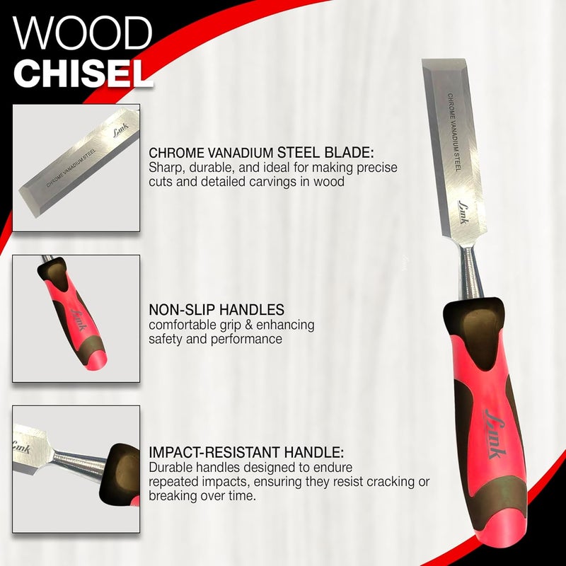 Link Prabal Wood Chisel 25 MM – Bevel Edge, Hardened Steel Blade with Soft Grip Handle – Professional Hand Tool for Woodworking, Carving & Shaping - Image 4