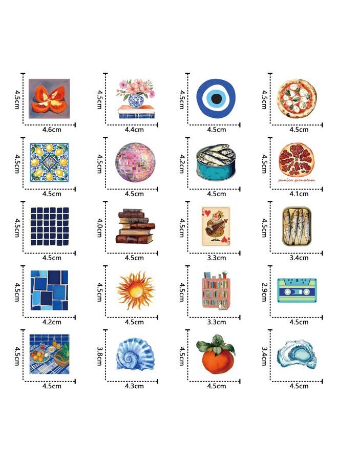 CPORER 300Pcs Mediterranean Diet Stickers Cartoon Summer Watercolor Stickers Pack Aesthetic Sticker Vinyl Waterproof Decal for Laptop, Water Bottle, Skateboard, Scrapbooking for Girl Kids Teens Adult - Image 3