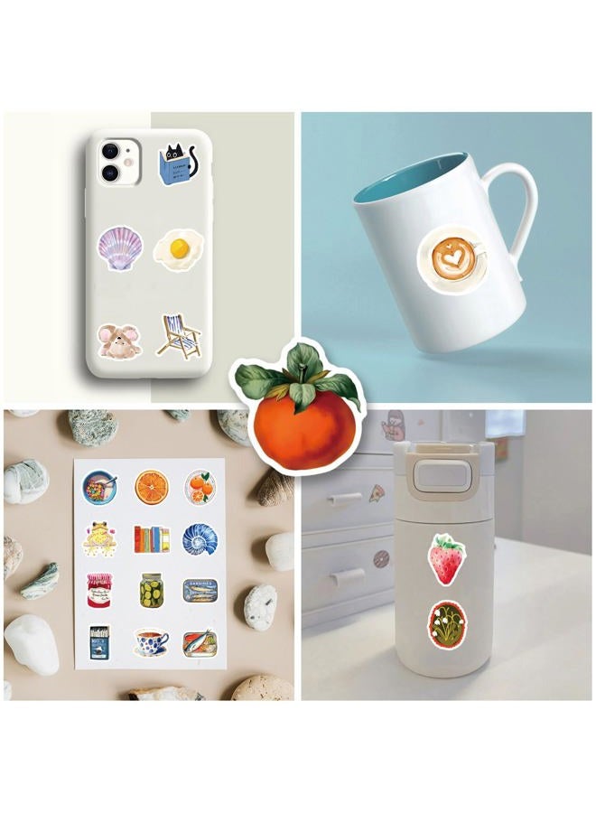 CPORER 300Pcs Mediterranean Diet Stickers Cartoon Summer Watercolor Stickers Pack Aesthetic Sticker Vinyl Waterproof Decal for Laptop, Water Bottle, Skateboard, Scrapbooking for Girl Kids Teens Adult - Image 5