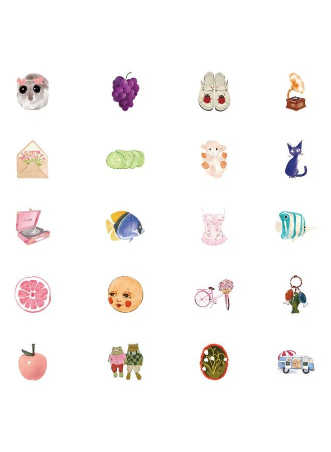 CPORER 300Pcs Mediterranean Diet Stickers Cartoon Summer Watercolor Stickers Pack Aesthetic Sticker Vinyl Waterproof Decal for Laptop, Water Bottle, Skateboard, Scrapbooking for Girl Kids Teens Adult - Image 4