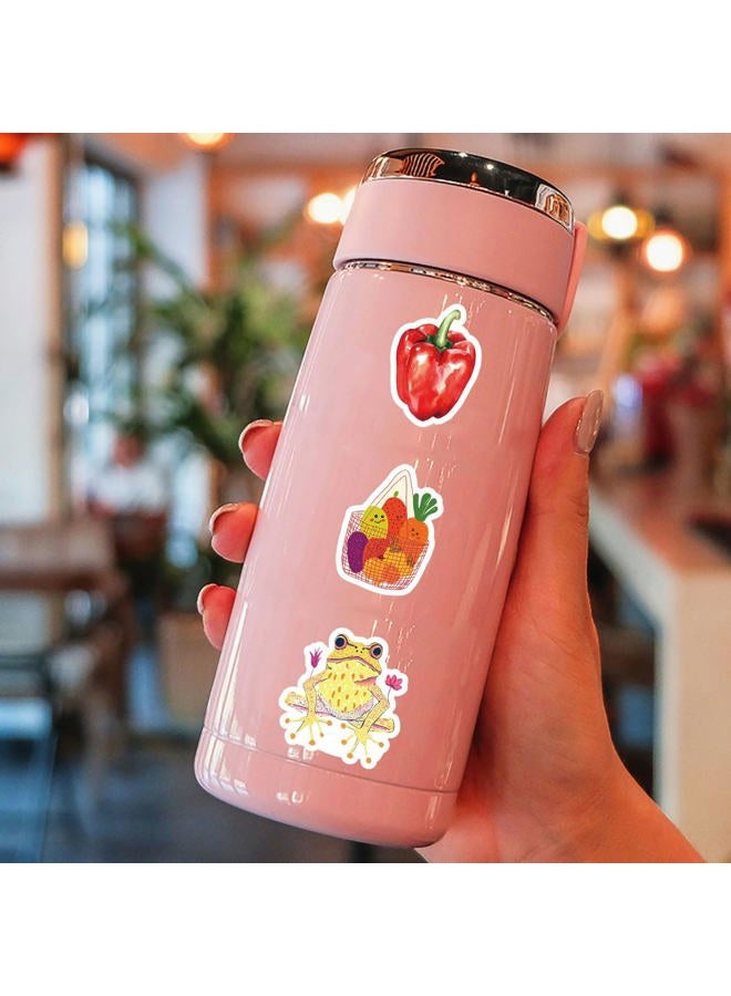 CPORER 300Pcs Mediterranean Diet Stickers Cartoon Summer Watercolor Stickers Pack Aesthetic Sticker Vinyl Waterproof Decal for Laptop, Water Bottle, Skateboard, Scrapbooking for Girl Kids Teens Adult - Image 2